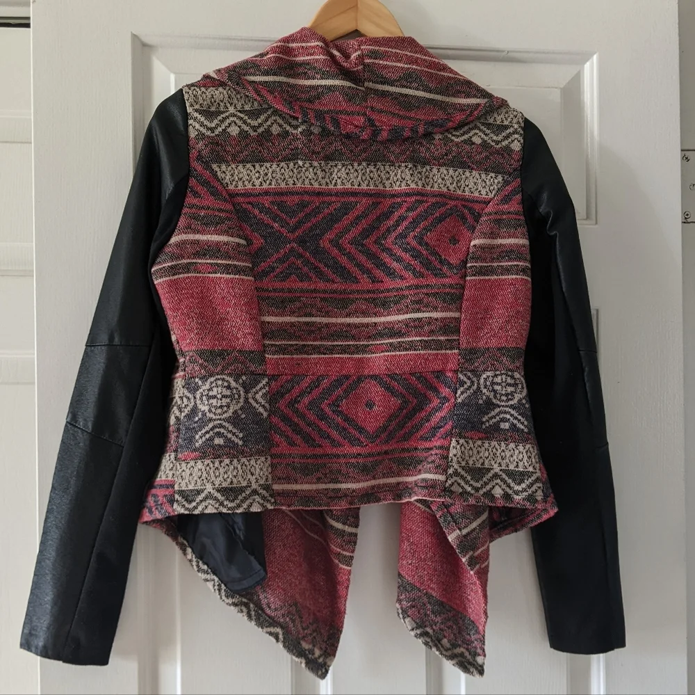 {Me Jane} Fabric and Faux Leather Jacket - Picture 2 of 9